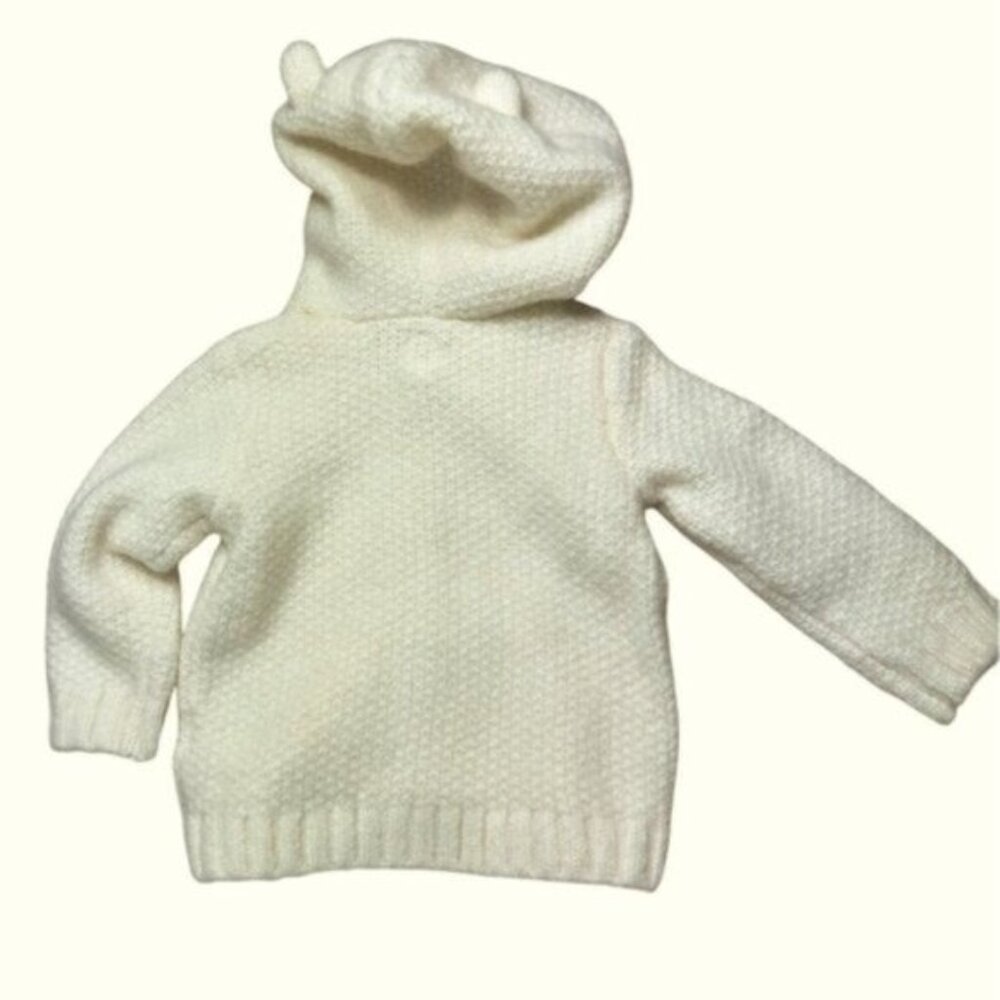 GAP Baby Ivory Polar Bear Fuzzy Warm Comfy Cozy Cardigan Sweater 6-12 Months - Picture 2 of 5
